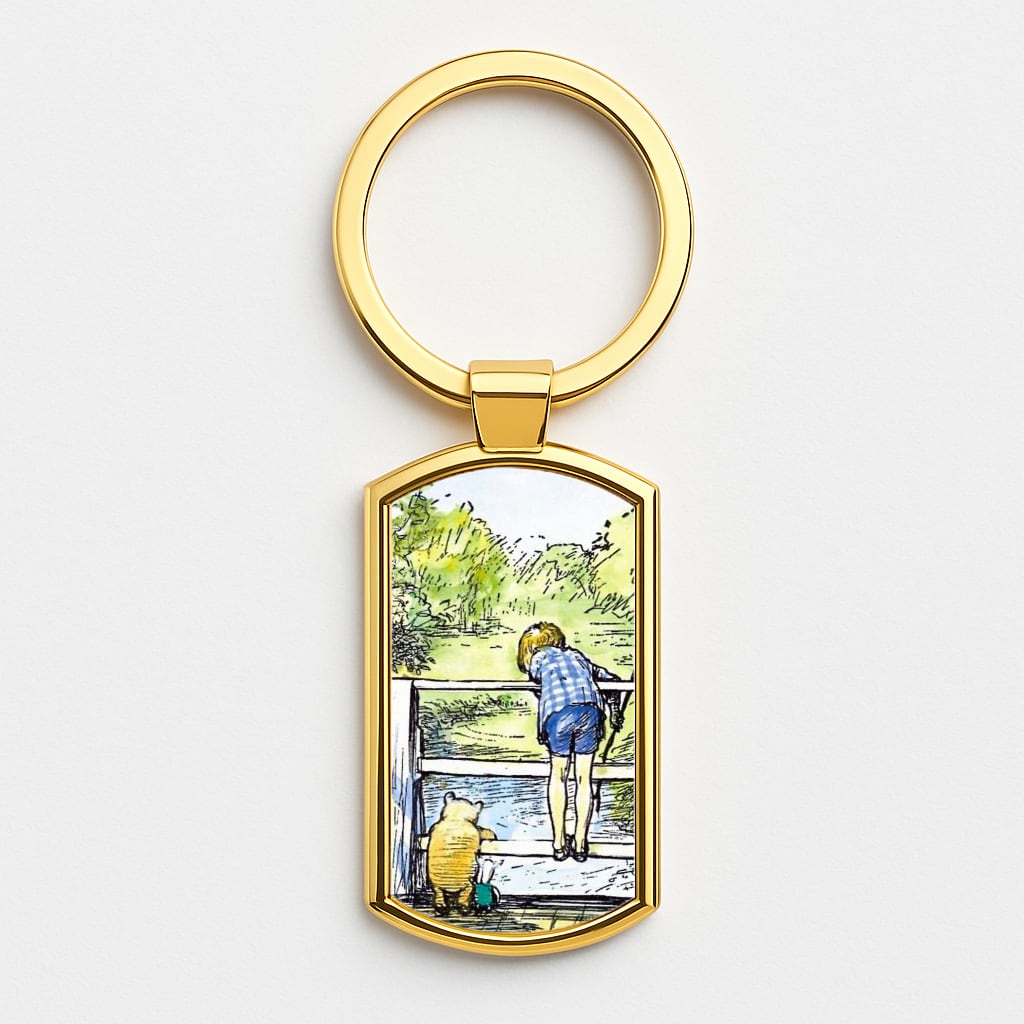 Winnie & Christopher Robin Gold Keyring