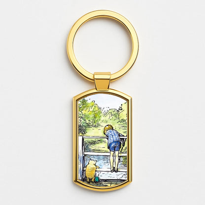 Winnie & Christopher Robin Gold Keyring