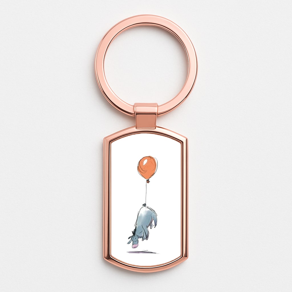 Donkey And His Balloon Rose Gold Keyring