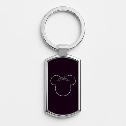 Diamond Mouse Silver Keyring