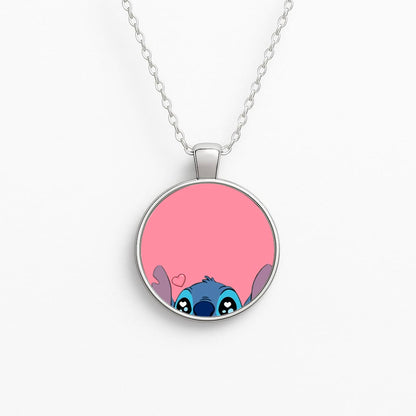 Cute Alien Blue Circle Necklace