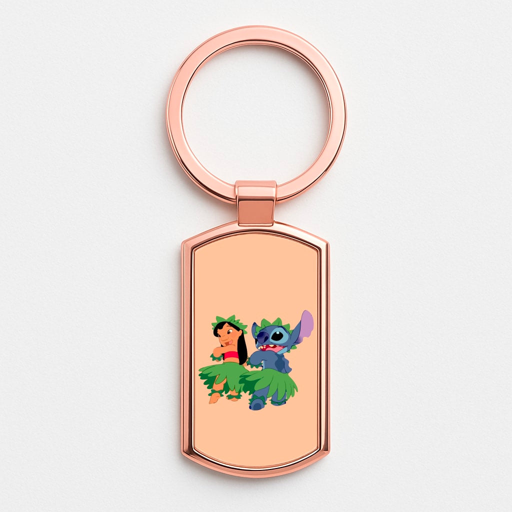 Lilo And Alien Blue Hoola Rose Gold Keyring