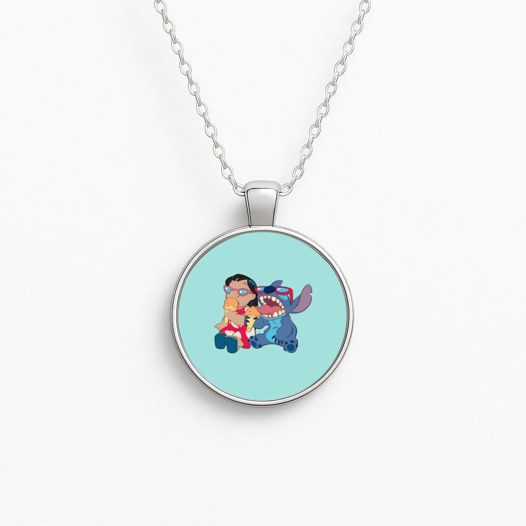 Ice Cream Alien Blue Circle Necklace
