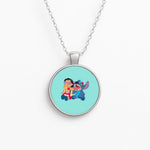 Ice Cream Alien Blue Circle Necklace