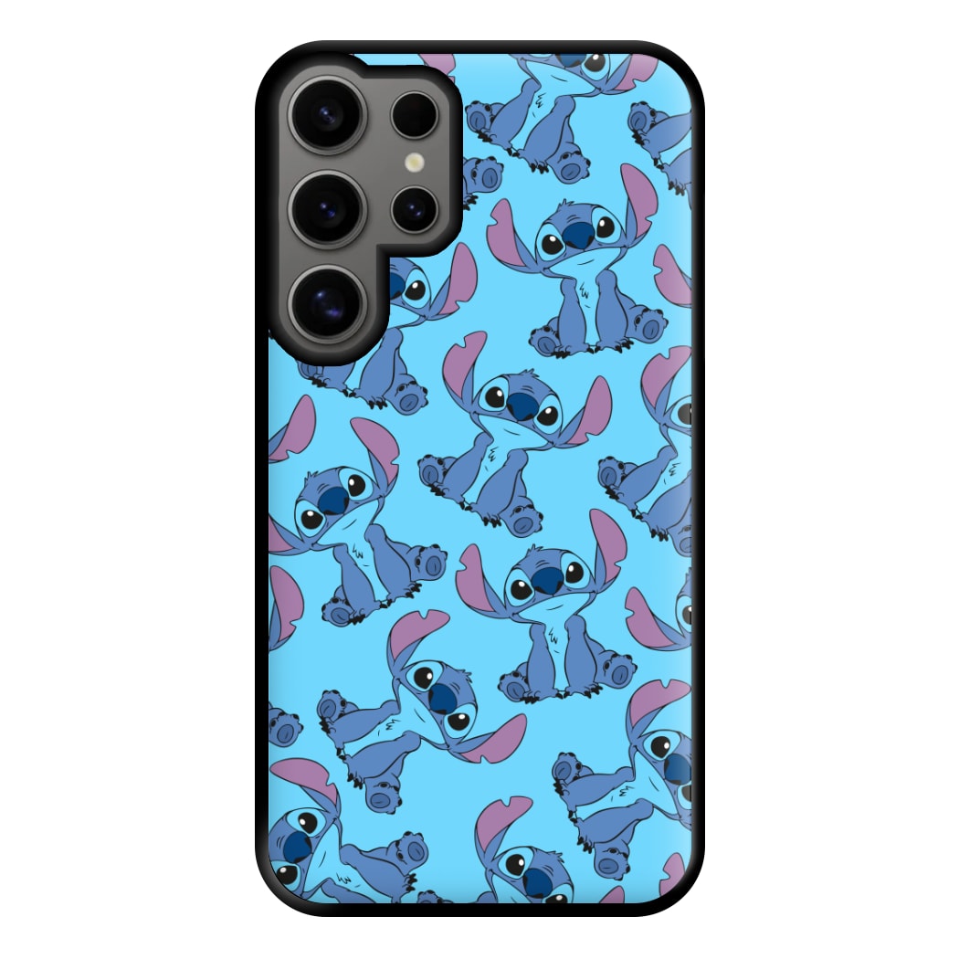 Cute Alien Blue Pattern Phone Case for Galaxy S24 Ultra