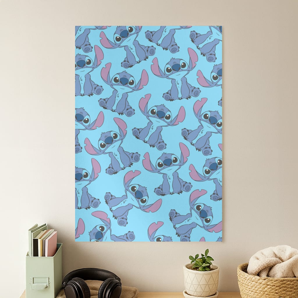 Cute Alien Blue Pattern Poster
