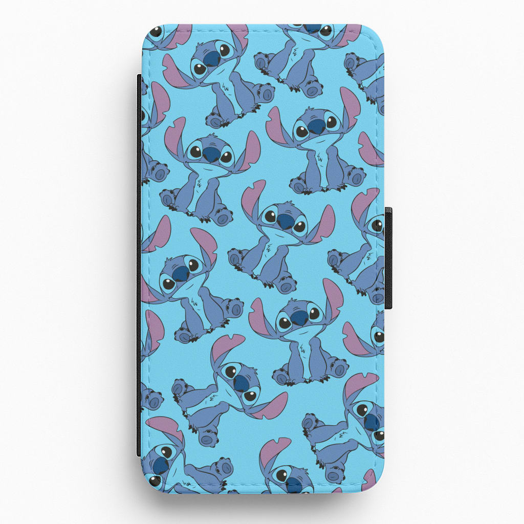 Cute Alien Blue Pattern Flip / Wallet Phone Case