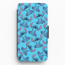 Cute Alien Blue Pattern Flip / Wallet Phone Case