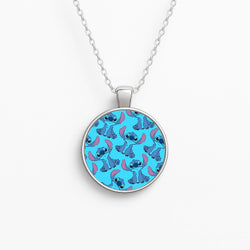 Cute Alien Blue Pattern Circle Necklace