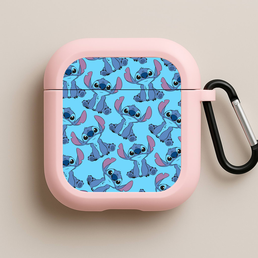 Cute Alien Blue Pattern Pink AirPods Case