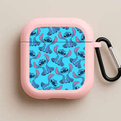 Cute Alien Blue Pattern Pink AirPods Case