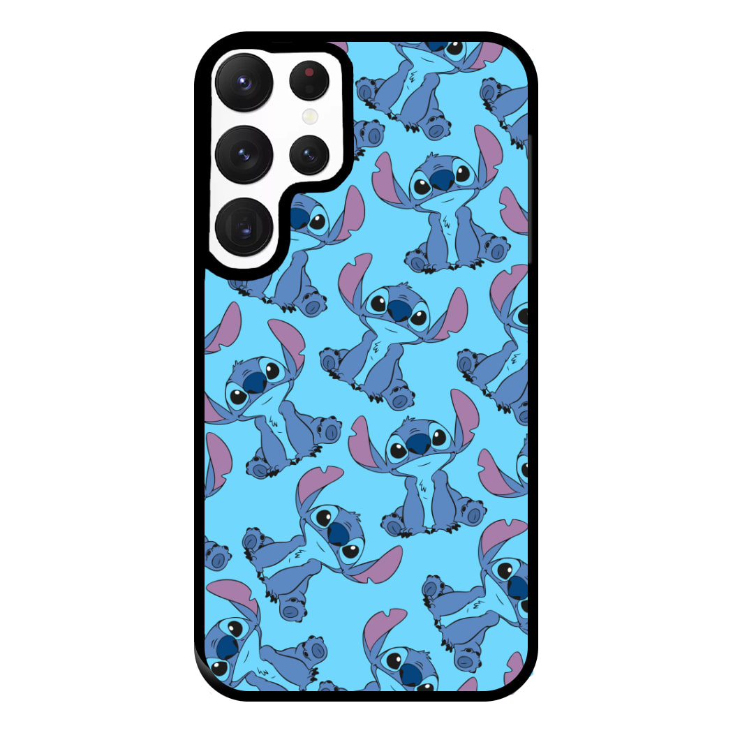 Cute Alien Blue Pattern Phone Case for Galaxy S22 Ultra