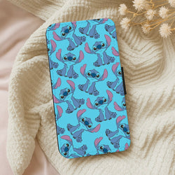 Cute Alien Blue Pattern Wallet Phone Case