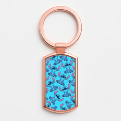 Cute Alien Blue Pattern Rose Gold Keyring