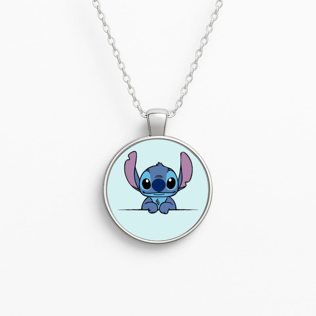 Alien Blue Leaning Circle Necklace