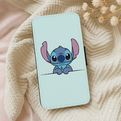 Alien Blue Leaning Wallet Phone Case