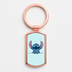 Alien Blue Leaning Rose Gold Keyring