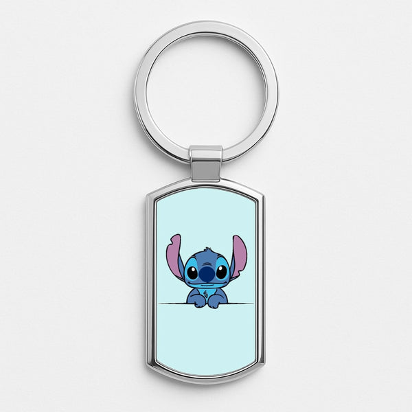 Alien Blue Leaning Silver Keyring