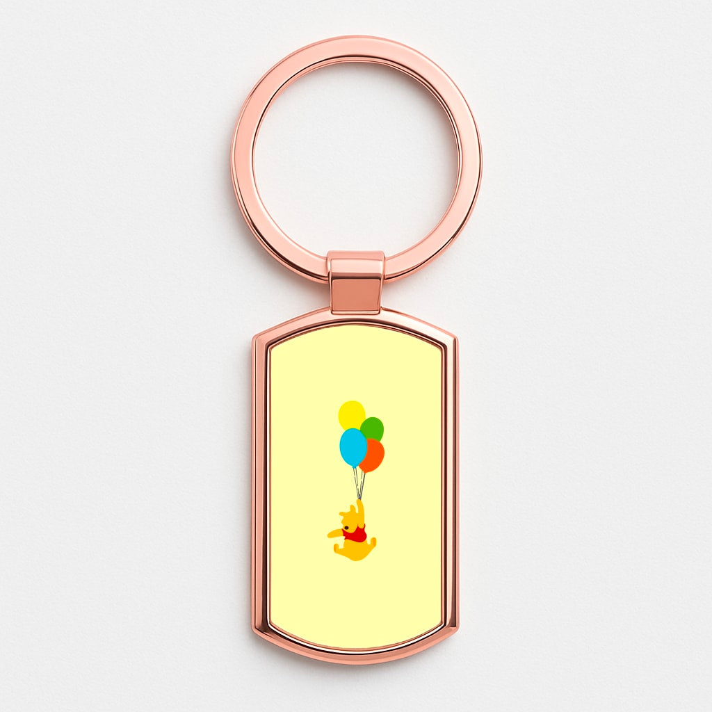 Pooh On Balloons Rose Gold Keyring