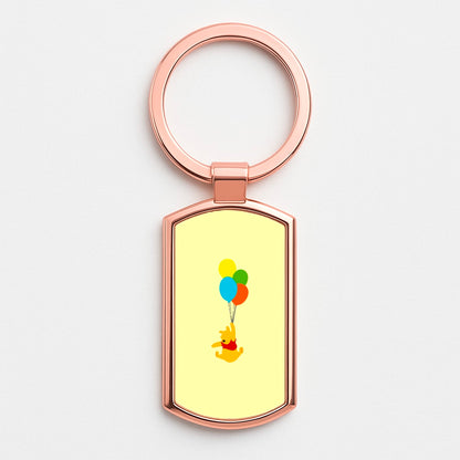 Pooh On Balloons Rose Gold Keyring