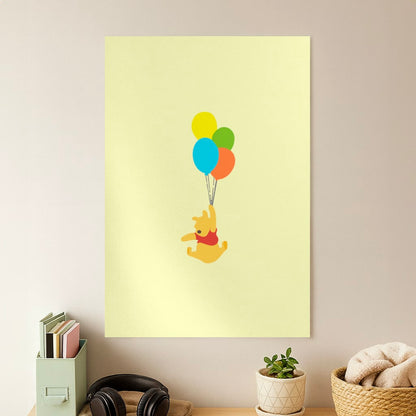 Pooh On Balloons Poster