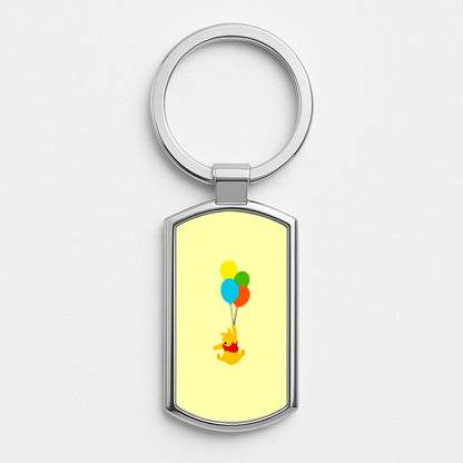 Pooh On Balloons Silver Keyring