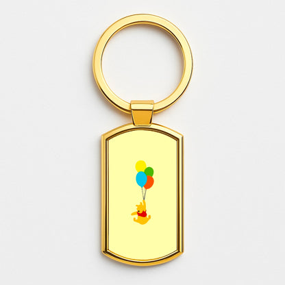 Pooh On Balloons Gold Keyring