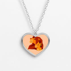 King Lion And Cub Heart Necklace