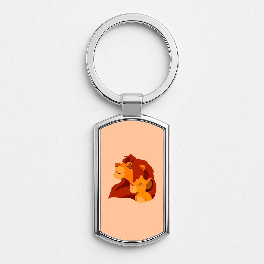 King Lion And Cub Silver Keyring