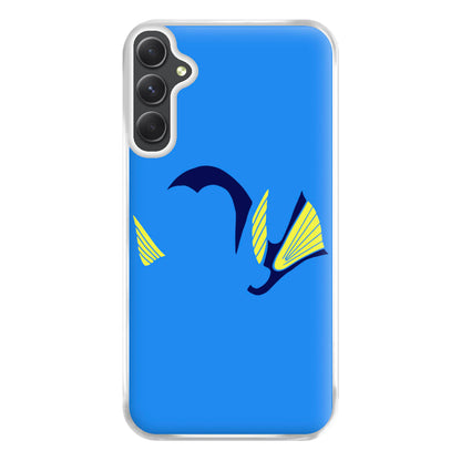 Faceless Blue Fish Phone Case for Galaxy A34