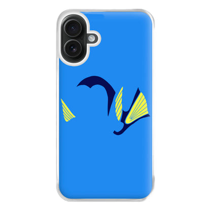 Faceless Blue Fish Phone Case for iPhone 16 Plus