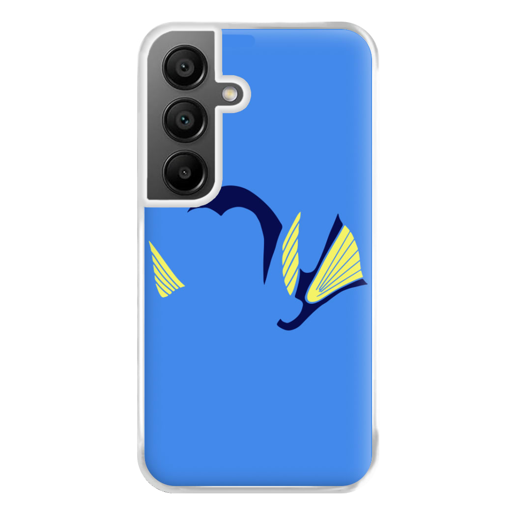 Faceless Blue Fish Phone Case for Galaxy A55