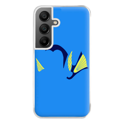 Faceless Blue Fish Phone Case for Galaxy A55