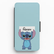 Standing Blue Alien - Personalised Disney Flip / Wallet Phone Case 1