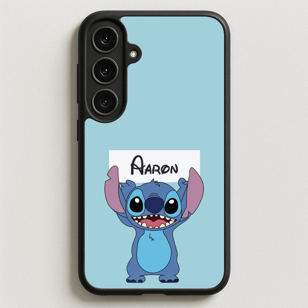 Standing Blue Alien - Personalised Disney Phone Case for Galaxy S25FE