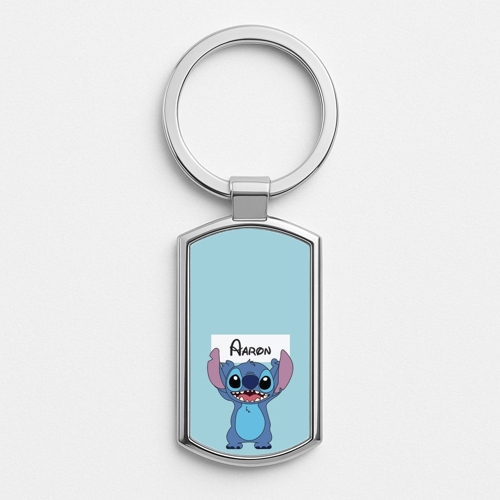 Standing Blue Alien - Personalised Disney Luxury Keyring