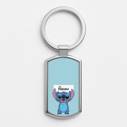 Standing Blue Alien - Personalised Disney Luxury Keyring 1