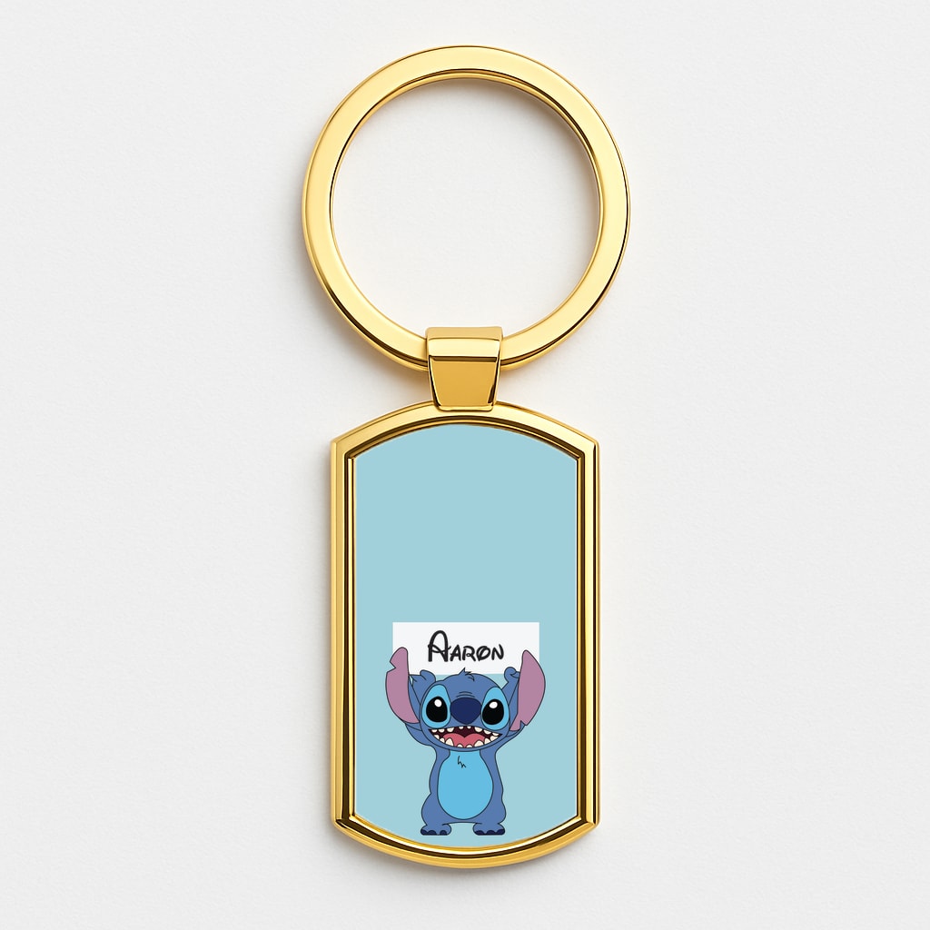 Standing Blue Alien - Personalised Disney Luxury Keyring
