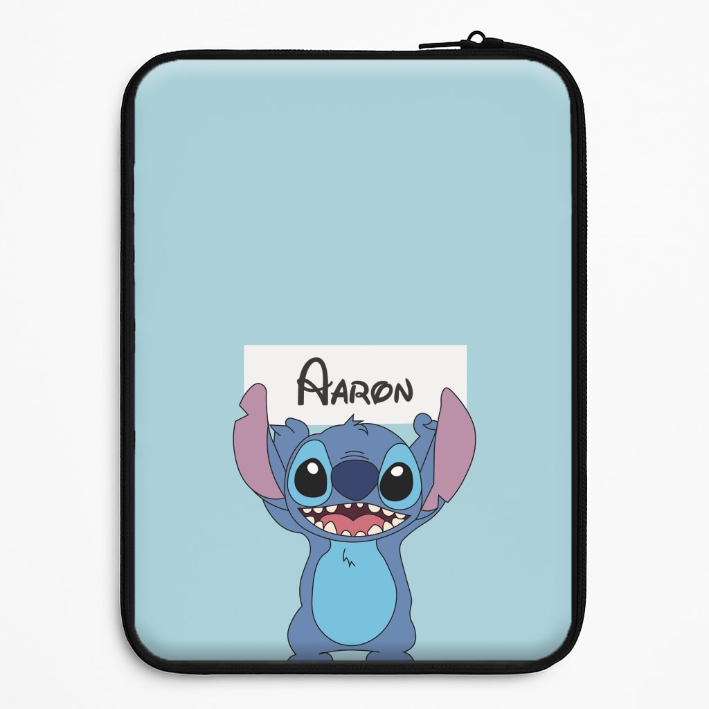 Standing Blue Alien - Personalised Disney Laptop Sleeve