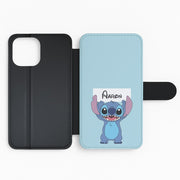 Standing Blue Alien - Personalised Disney Flip / Wallet Phone Case 2