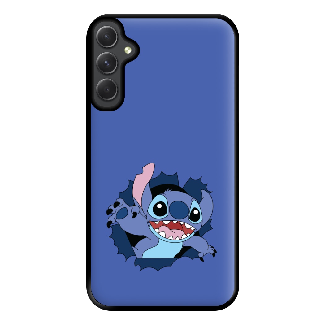 Torn Blue Alien Phone Case for Galaxy A14