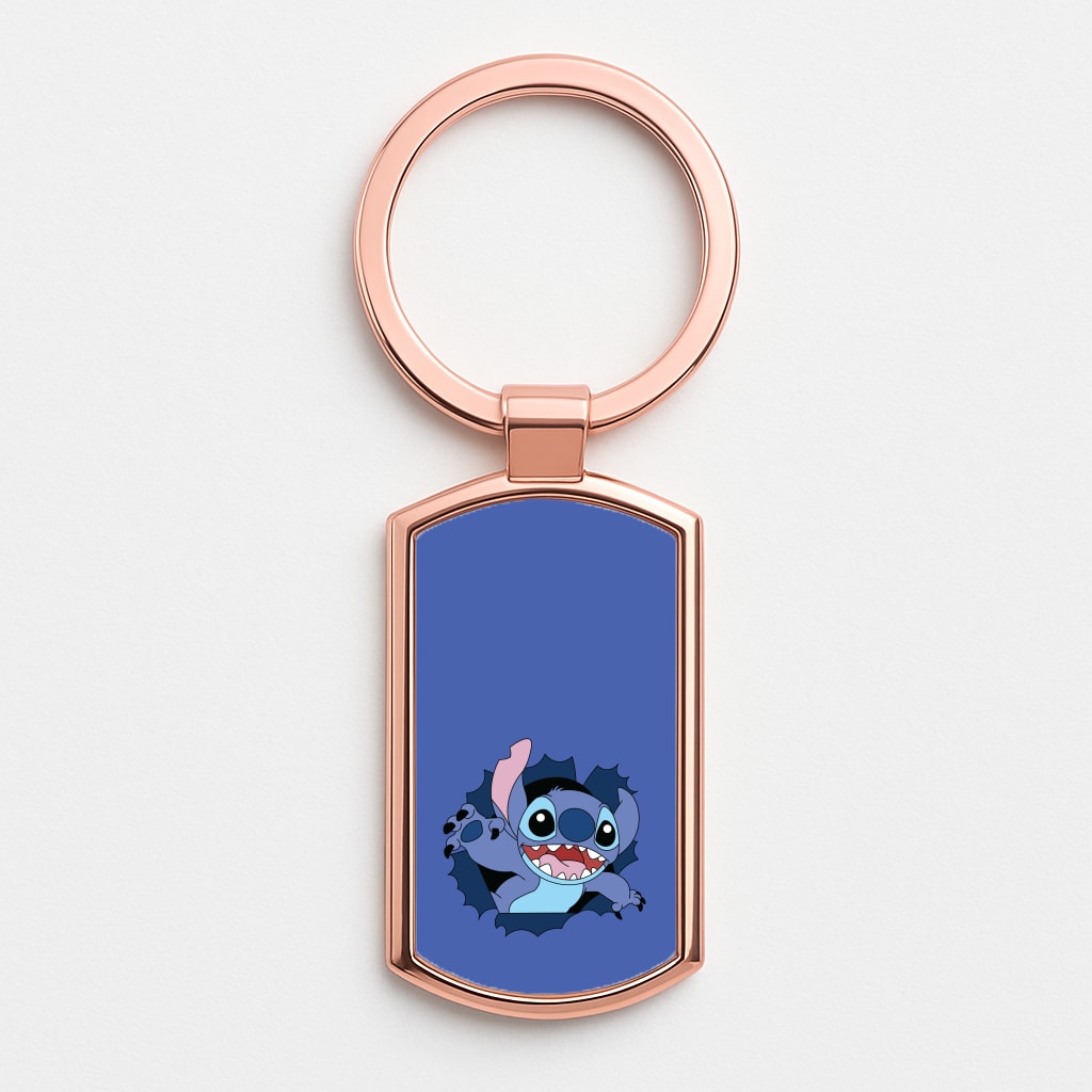Torn Blue Alien Rose Gold Keyring