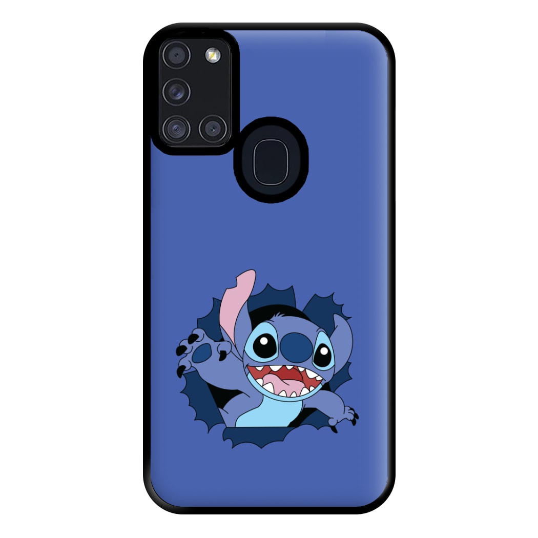 Torn Blue Alien Phone Case for Galaxy A21s