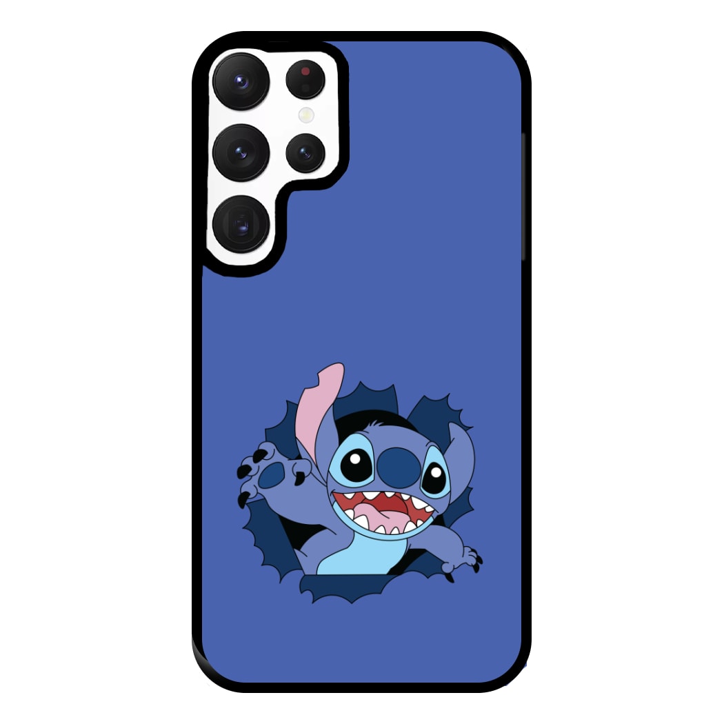 Torn Blue Alien Phone Case for Galaxy S22 Ultra