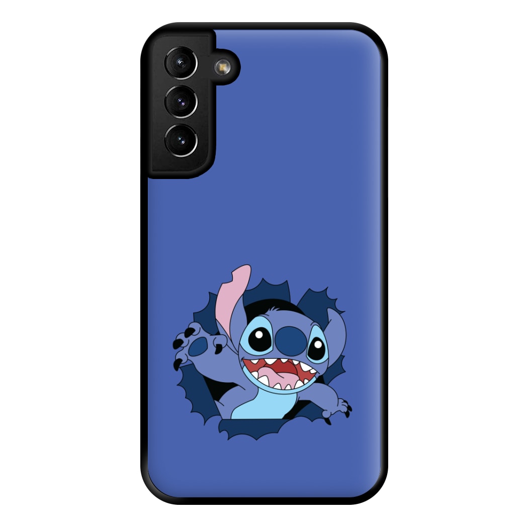 Torn Blue Alien Phone Case for Galaxy S21 Plus