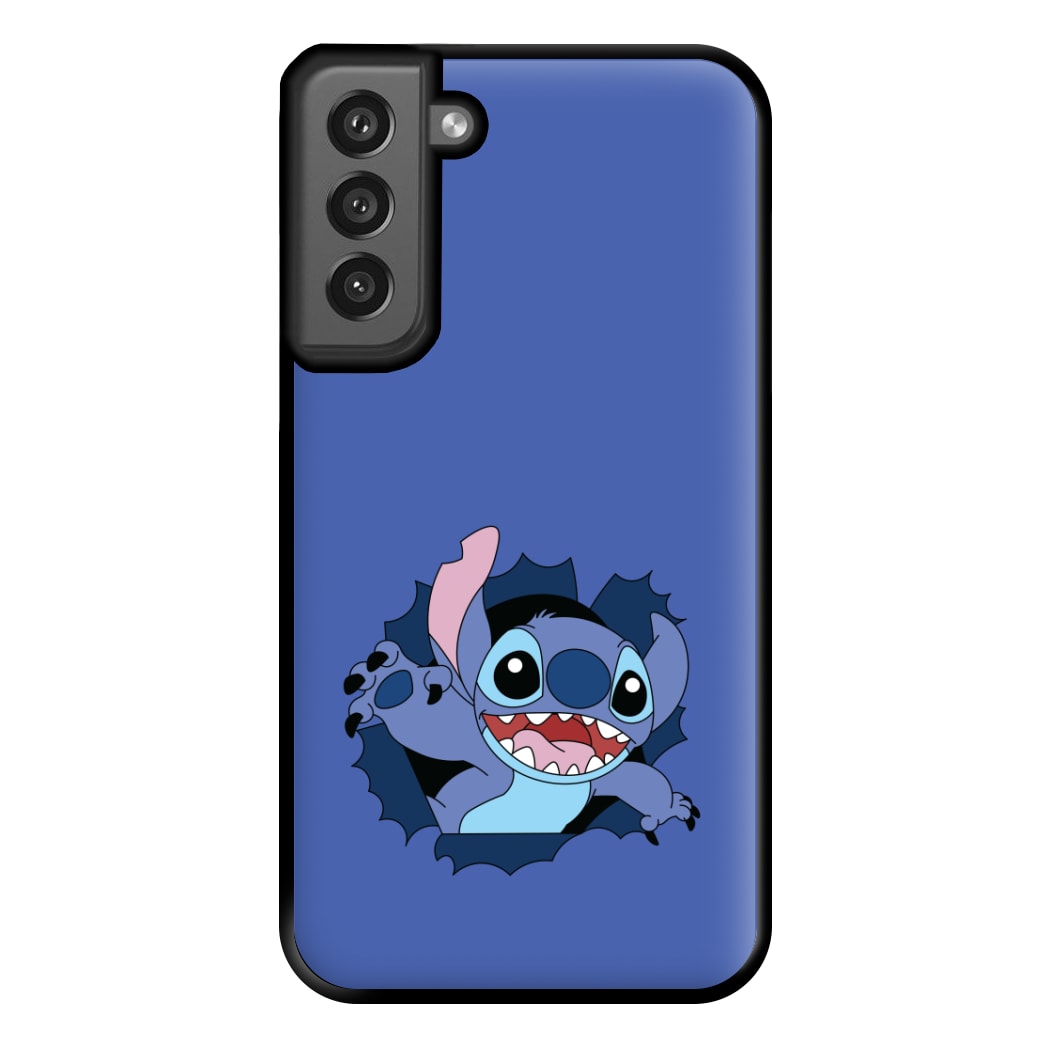 Torn Blue Alien Phone Case for Galaxy S21FE