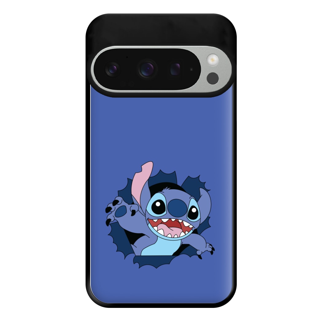 Torn Blue Alien Phone Case for Google Pixel 9 Pro XL