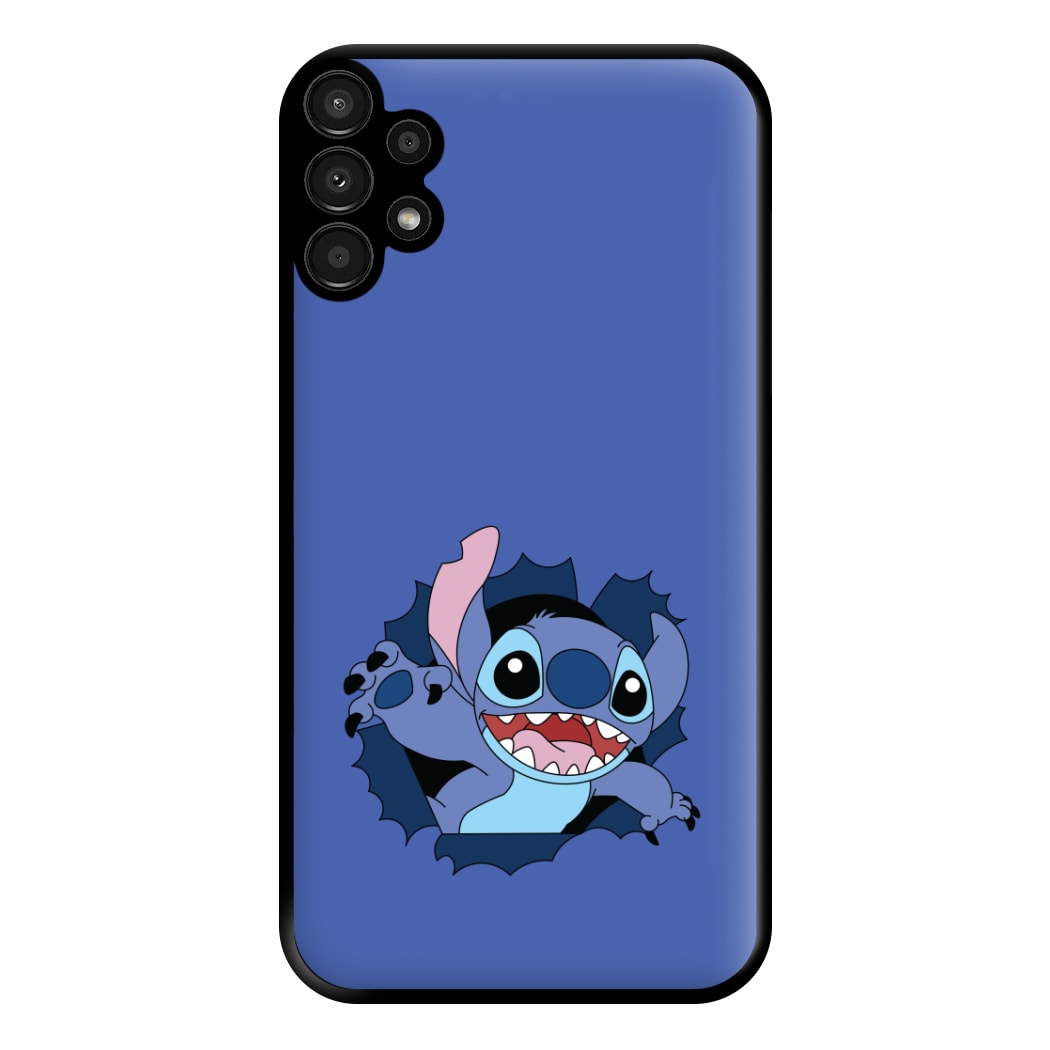 Torn Blue Alien Phone Case for Galaxy A13