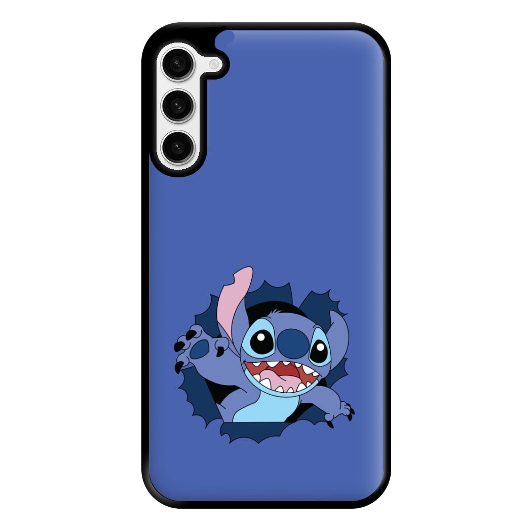 Torn Blue Alien Phone Case for Galaxy S23 Plus