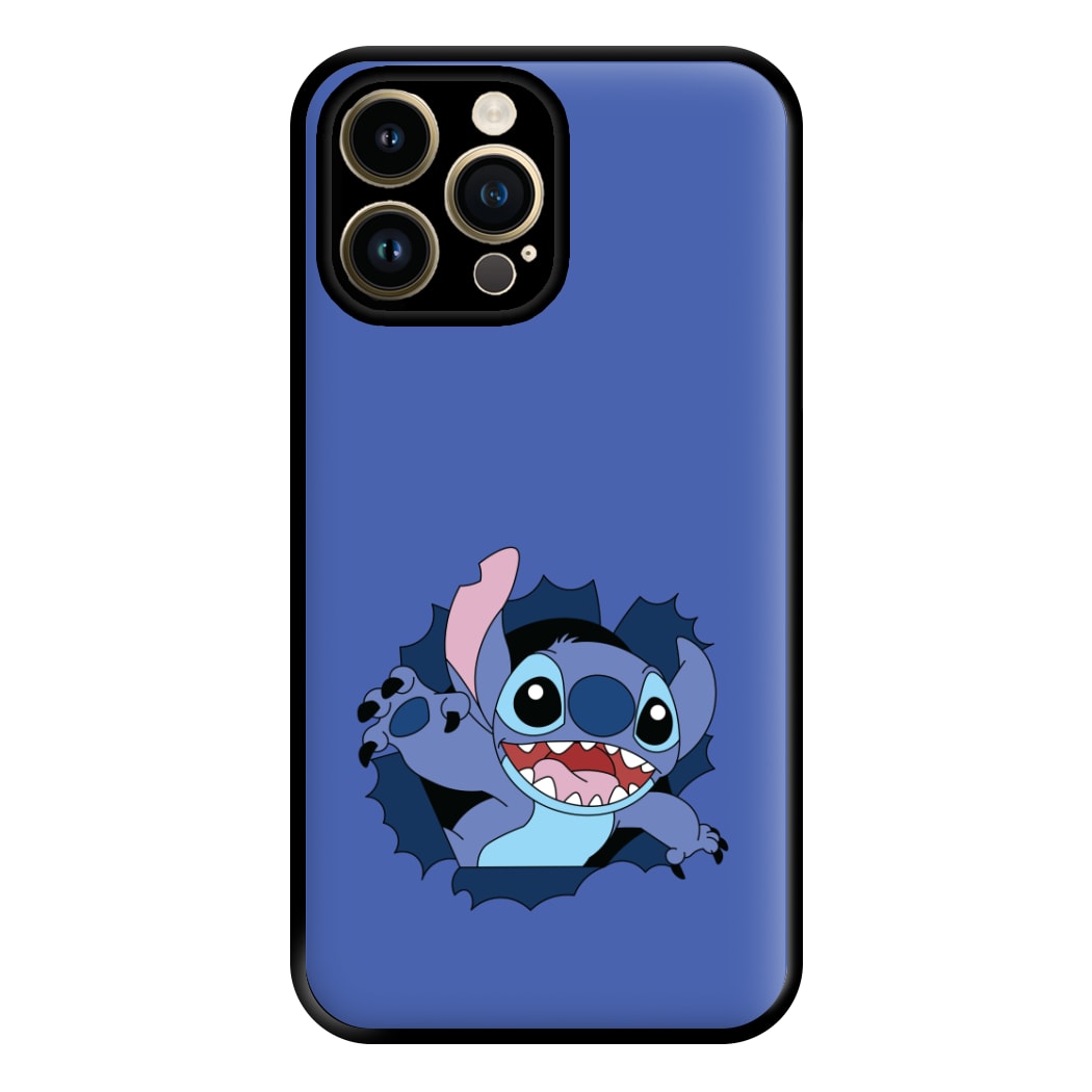 Torn Blue Alien Phone Case for iPhone 14 Pro Max